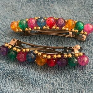 Vintage Hair Accessories. Beautiful Multi Colored Hair Barrettes (2)